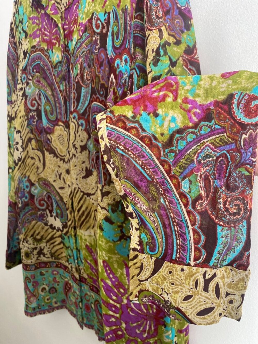 Go Silk Women's Paisley Sheer Floral 100% Silk Button-Down Blouse Size 1X - Picture 3 of 6